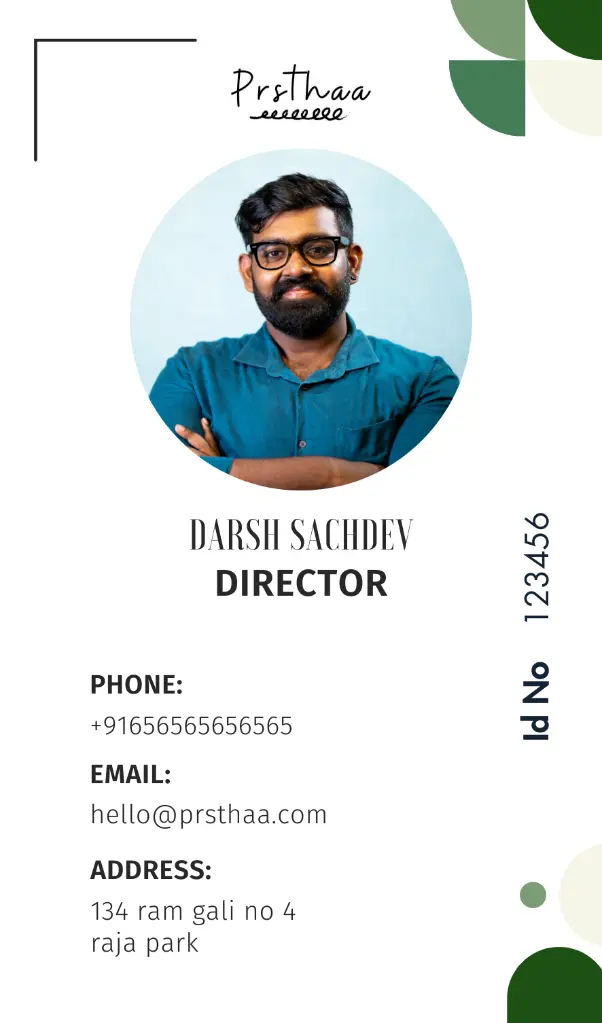 Blue and White Vibrant Geometric Director ID Card.webp